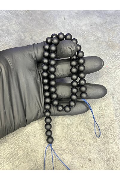 Mos Tespih سلسلة خرز من حجر العقيق الأسود الطبيعي (السلسلة تحتوي على 50 قطعة)