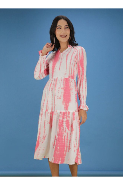 Freehand By Styli Women White Tie-Dye Midi Dress