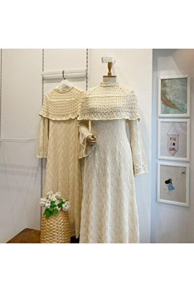 Faya Boutique Ekru Ajurlu Dream Örme Triko Elbise