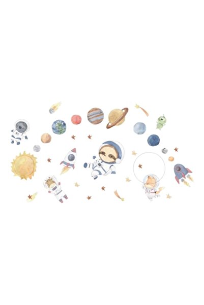 OEM Sticker decorativ autocolant VERSAGO pentru camera copilului.Planete, Rachete, Cosmonauti 114/63 cm
