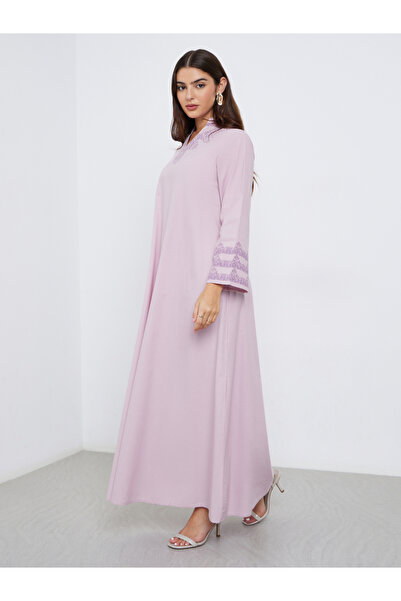 Styli جلابية قطنية مطبوعة باللون الليلكي