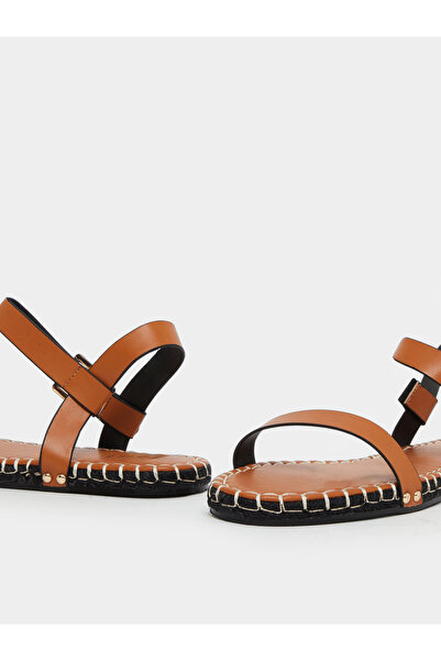 Raid By Styli Bambie Brown Ankle Strap Flat Espadrilles