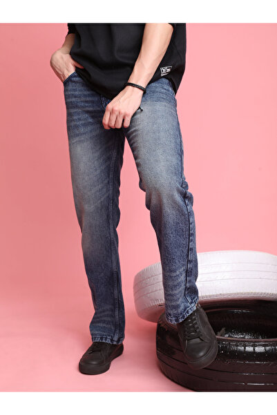 Bene Kleed By Styli Men Mid Rise Whisker Effect Bootcut Jeans