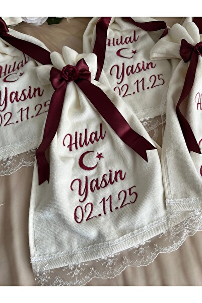 LE FANTASİA 1Adet - Nakışlı Konvoy Havlusu -Düğün Konvoy Havlusu -50X30CM (Si...