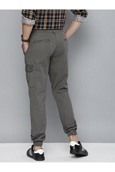 The Indian Garage Co By Styli Men Grey Slim Fit Solid Cargo Pants