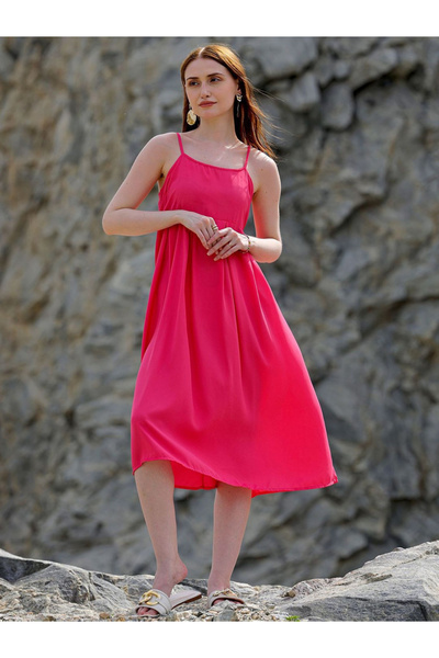 Freehand By Styli Women Pink Cami Midi Dress
