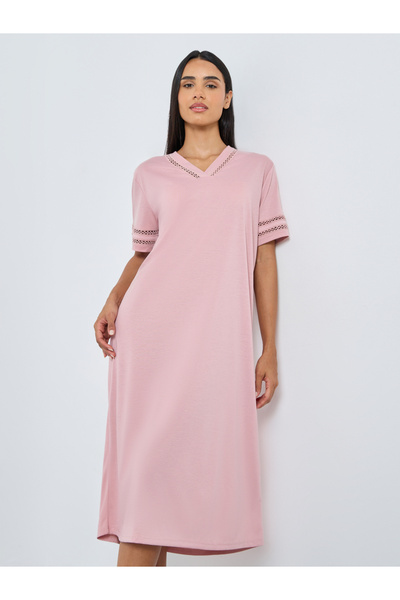 Styli Broderie Trim Sleep T-Shirt Dress