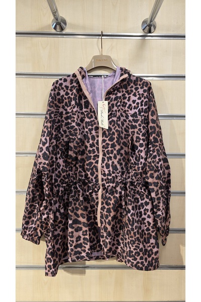 Park Moda Leopard Pattern Zippered Thin Raincoat Windbreaker