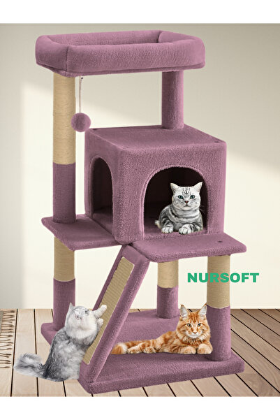 Nursoft Teraslı Dekoratif Kedi Tırmalama Evi