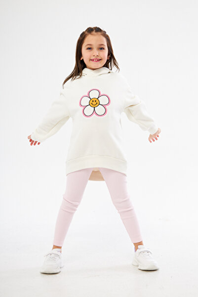 “Little Bloom” Gülümseyen Çiçek Nakışlı 3 İplik Şardonlu Sweat 🌸