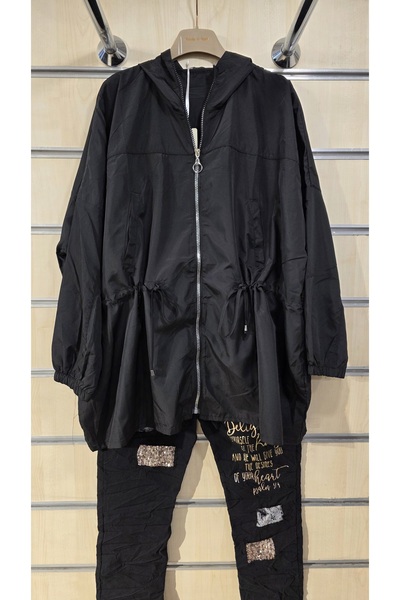 Park Moda Raincoat Windbreaker Plain Pattern Zippered