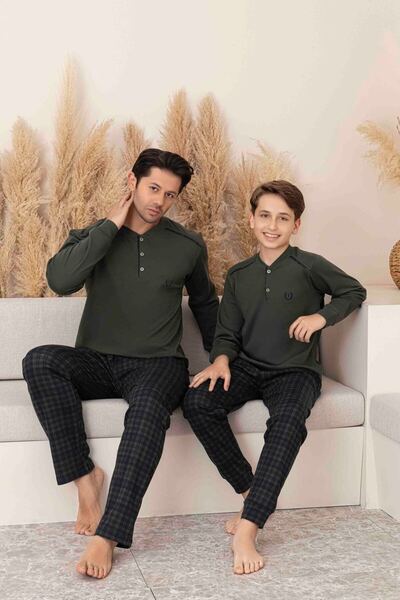 Tarık Father Son Combination Long Sleeve Interlock Pajama Set-4102