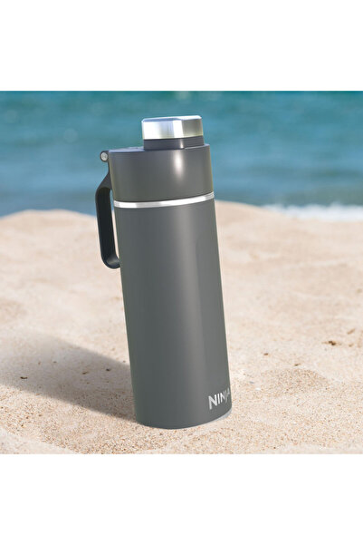 NINJA Thermos DW2401EUUKGY, 0.7 l, Suits fizzy drink, 3thermal Insul, No BPA, Hot 8h, Cold 24h, Gray