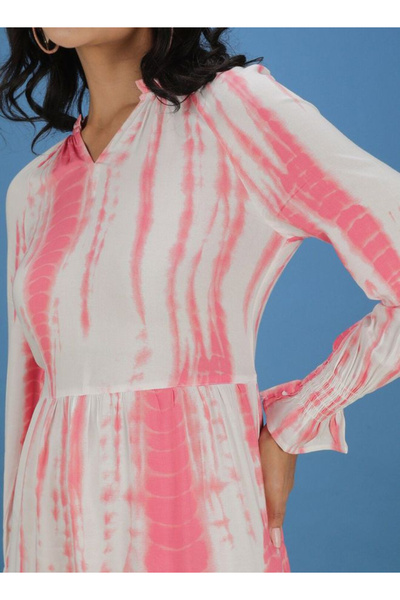 Freehand By Styli Women White Tie-Dye Midi Dress