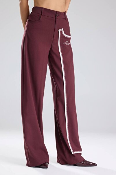 tw3 Women's Stripe Detailed Design Wide Leg Trousers