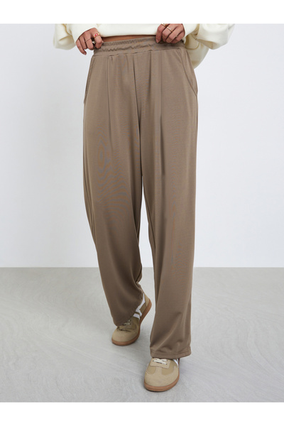 Styli Women Brown Relaxed Wide Leg Trousers