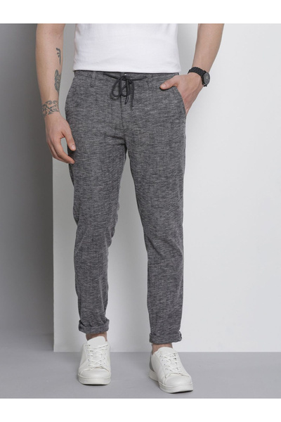 The Indian Garage Co By Styli Men Black Slim Fit Melange Joggers