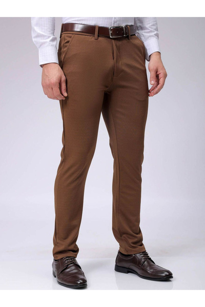 The Indian Garage Co By Styli Men Brown Slim Fit Textured Knit Trousers