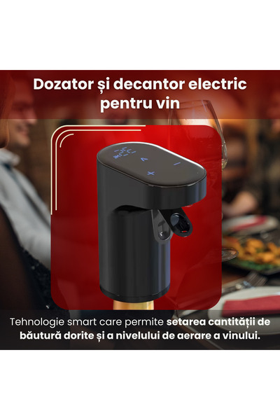 VRSmarty Wine dispenser, Electric decanter, Automatic beverage dispensing, USB rechargeable battery, Black