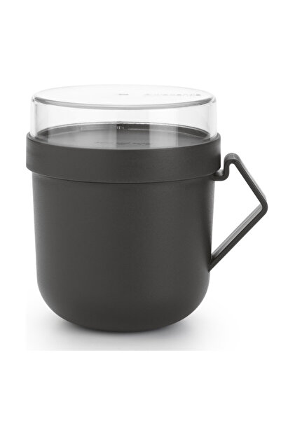 Brabantia Soup cup with lid Make&Take 1006293, 600+180 ml, Screw lid, BPA free, Dark grey