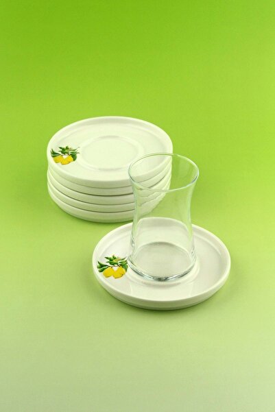 Bursa Porselen Dekor Lemon 12-Piece Porcelain Tea Set for 6 People
