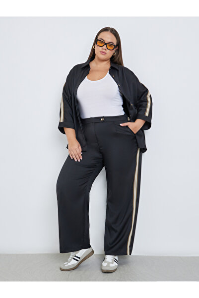 Styli Plus Black Shirt with Side Tape Detail