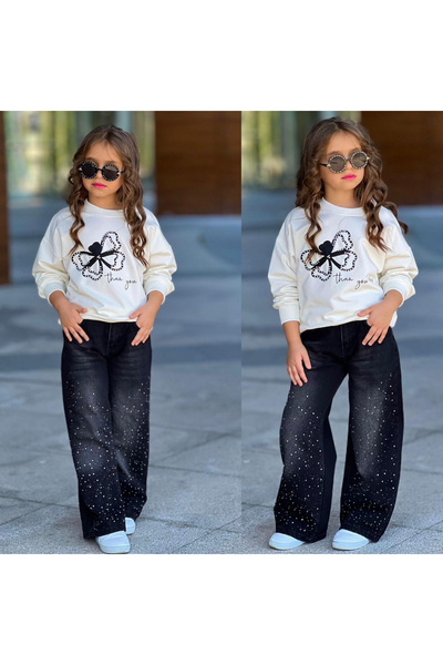 My Kids Wear Set pentru fete din denim cu piatră, 3-10 ani, 12091