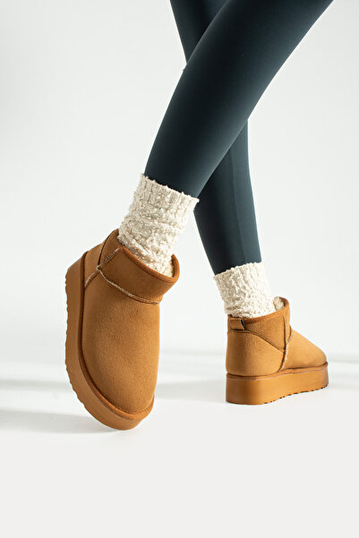 BOUIS Γυναικείες μπότες καθημερινής χρήσης από καστόρι με επένδυση από γούνα, χοντρή σόλα, κοντό ζεστό μποτάκι, άνετα και κομψά παπούτσια