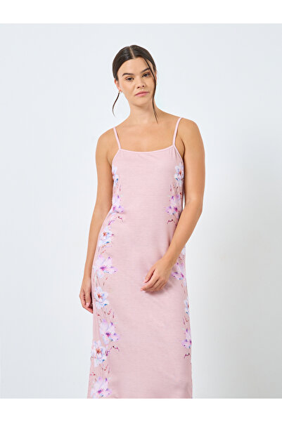 Styli Floral Print Ruffle Hem Slip Dress
