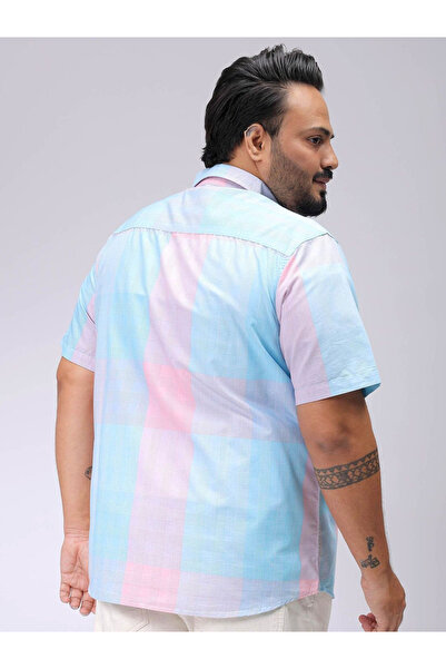 HardSoda By Styli Plus Men Blue Regular Fit Checkered Casual Shirt