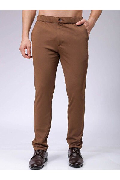 The Indian Garage Co By Styli Men Brown Slim Fit Textured Knit Trousers