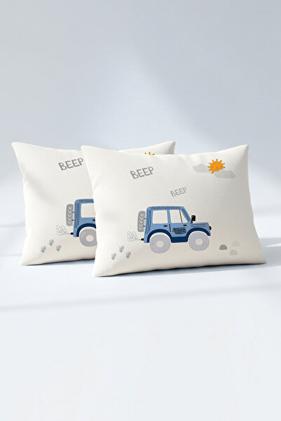 Kanz Ranforce %100 Pamuk Bebek Yastık Kılıfı 2'li Set 35x45 cm - Digger Cars A
