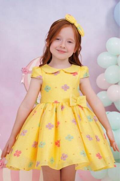 sunshine boutique15 Baby dress yellow cheerful + hair tie