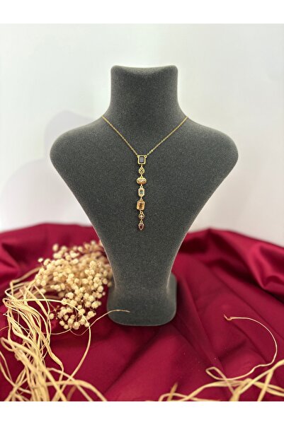 Çelik 7 elemet renkli Y kolye