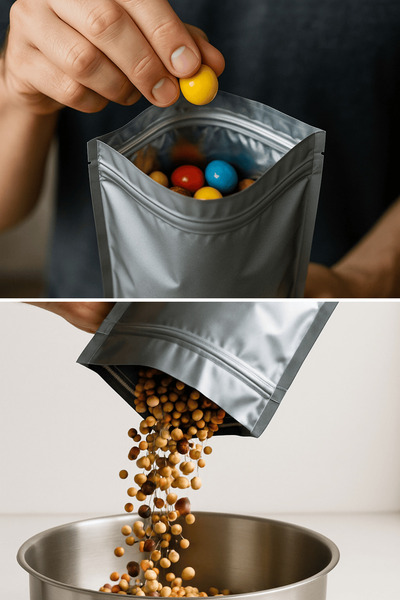 Plas+Plus Kilitli Alüminyum Doypack Kahve Kuruyemiş Kuru Meyve Baharat Saklama Torbası 8,5x14,5 cm 25Li