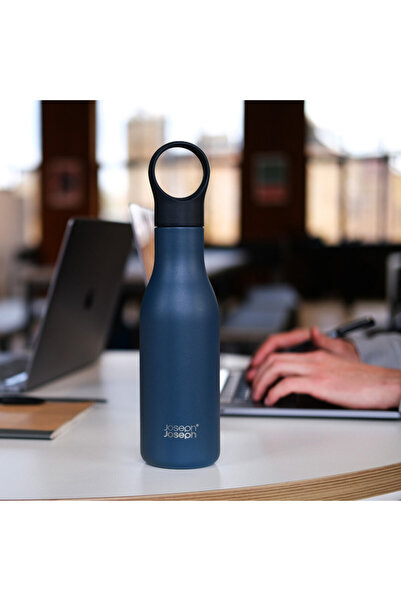 Joseph Joseph Termos Loop 81120, 500 ml, pereți dubli, capac cu prindere, izolație în vid, albastru