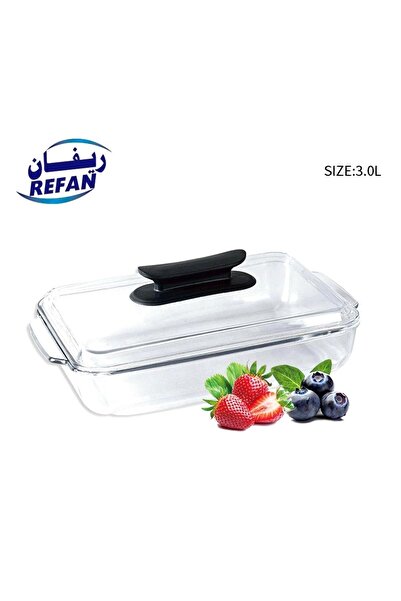 revan 3L Heat-Resistant Pyrex Glass Oven Tray with Lid
