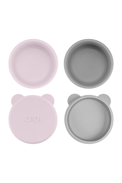 OiOi Silikon Kapaklı Mini Kase 2'li Mini Bites - Misty Lilac / Powder Grey