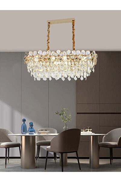 RFAN Chandelier, Model 75001/800*300, Crystal Texture, Metal, 8 X E14, Gold