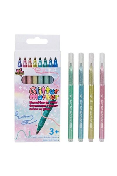 SHOPIENS Set Carioci Subtiri Cu Glitter De Durata 8 Bucati Cu Sclipici Stralucitor Pentru Desen Felicitari Sc