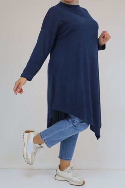 Eslina 58144 Plus Size Mir Tunic with Judge Collar - Indigo