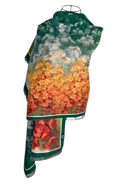 DACSHOP Ladies' fancy wool scarf, yellow/green