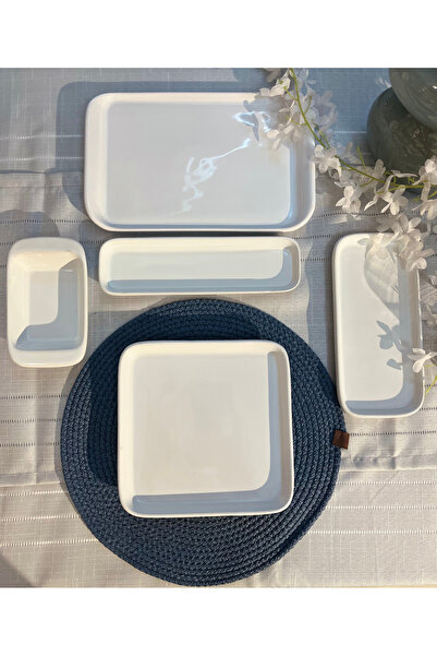 zaTen Pazar 6 KİŞİLİK 15 PARÇA BEYAZ KARE KAHVALTI TAKIMI