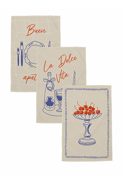 Marte Home كازا - طقم مناشف مطبخ ملونة مطبوعة مكونة من 3 قطع مقاس 40×60، قماش تجفيف