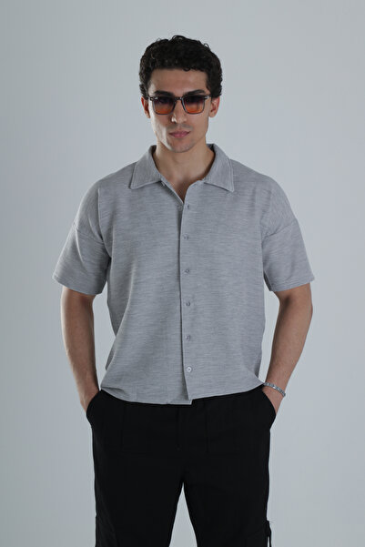COCOPELLI Men's Gray Seersucker Shirt