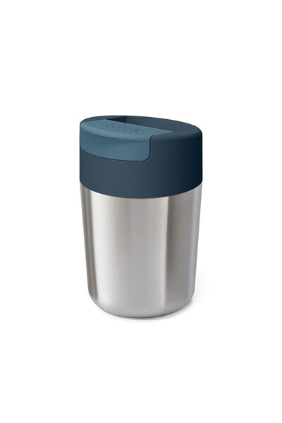 Joseph Joseph Termos Sipp 81125, capac sigilabil, 340 ml, fără BPA, oțel inoxidabil, inox/albastru