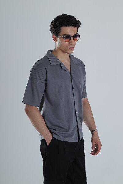 COCOPELLI Men's Anthracite Seersucker Shirt