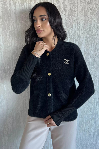 julude Black Brocade Knitwear Jacket (Available in Sizes S, M, L, XL)