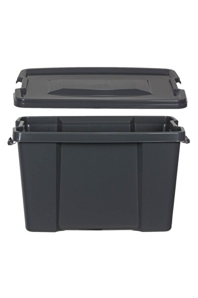 SHOPIENS Plastic Storage Box with Lid, Shopiens®, Matte Gray, 30L, 45x34x30 cm