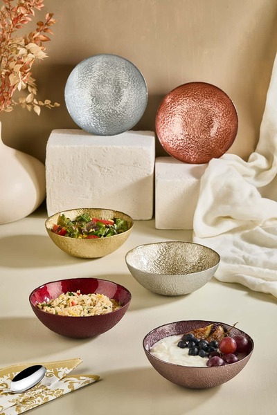 Lora Bianca Cupri 6 Piece Glass Salad/Cookie/Appetizer/Fruit/Dessert Bowl Set